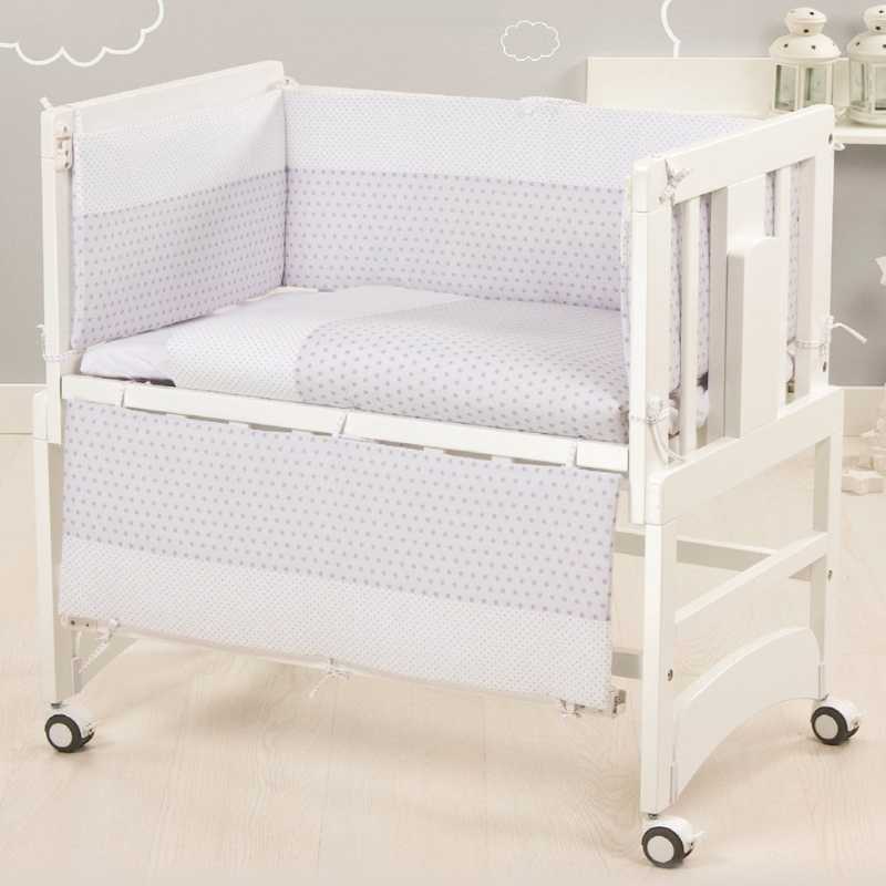 BabyLove - Culla Allegra 5in1 + Materasso + Tessuto Stelline Grigio