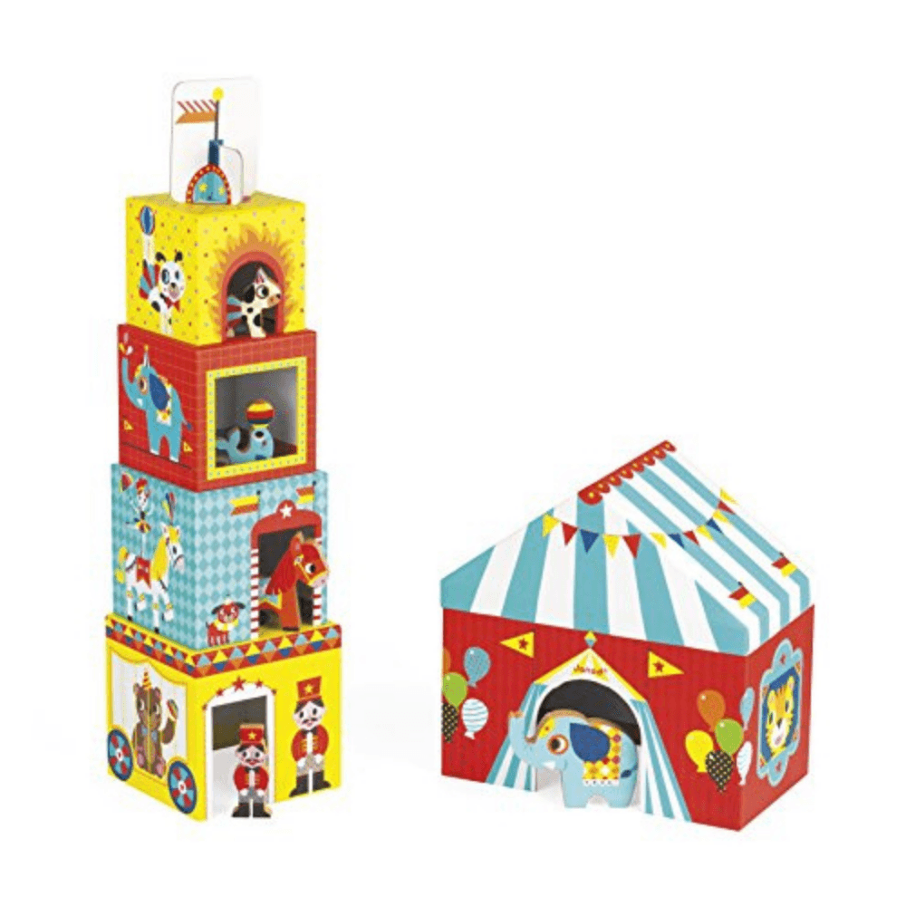 Janod- Multikub 5 Cubi & 5 Personaggi Circo - Babylandia Shop
