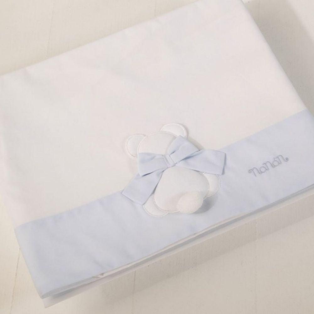 Nanan - Set lenzuola lettino fiocco azzurro - Babylandia Shop