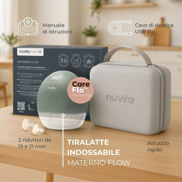 Nuvita - Tiralatte elettrico indossabile singolo materno flow a 3 fasi