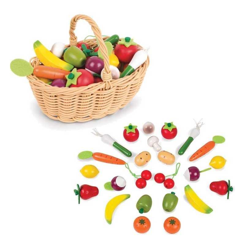 Janod - Cestino con 24 frutti e verdure miste - Babylandia Shop