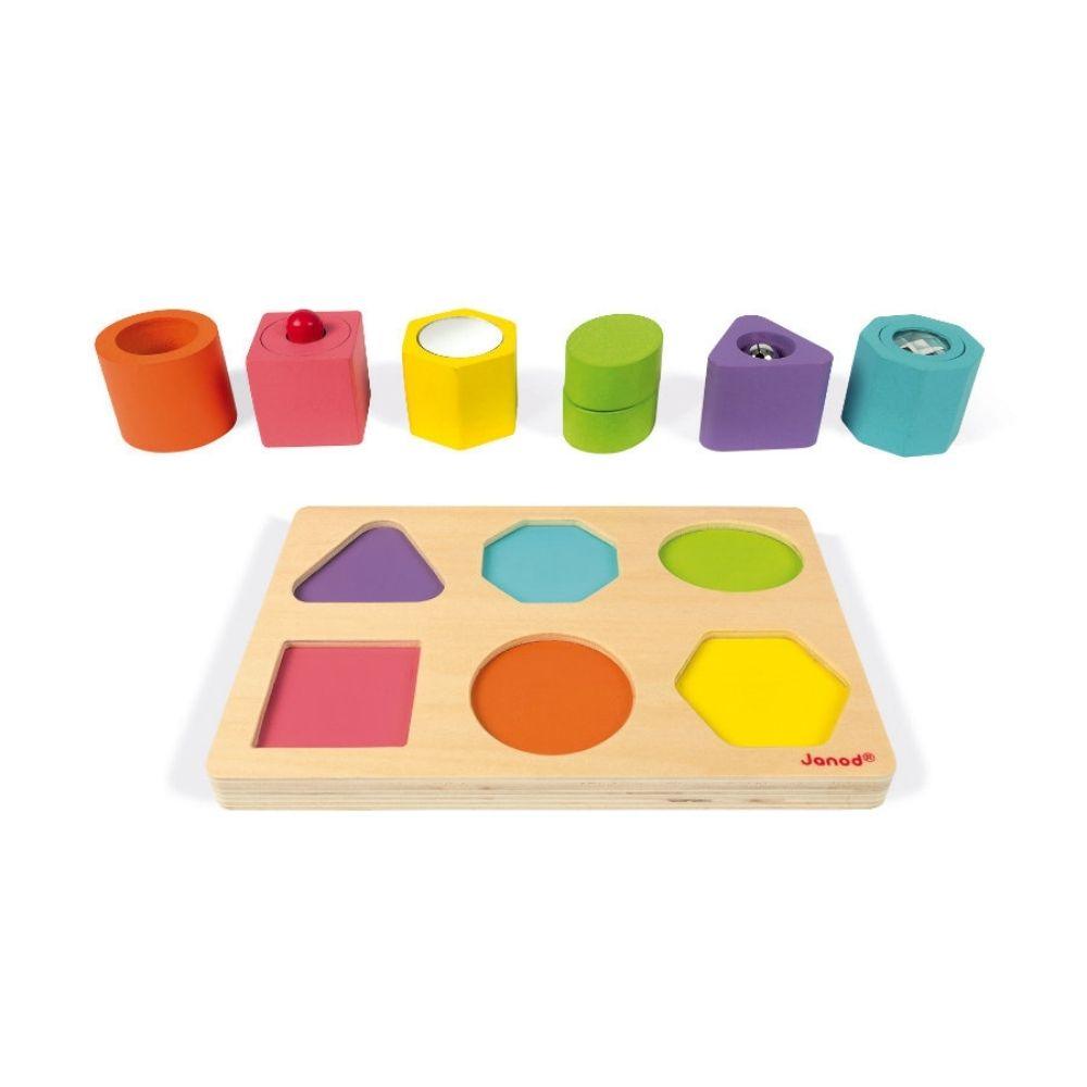 Janod - Puzzle 6 cubi sensoriali in legno - Babylandia Shop