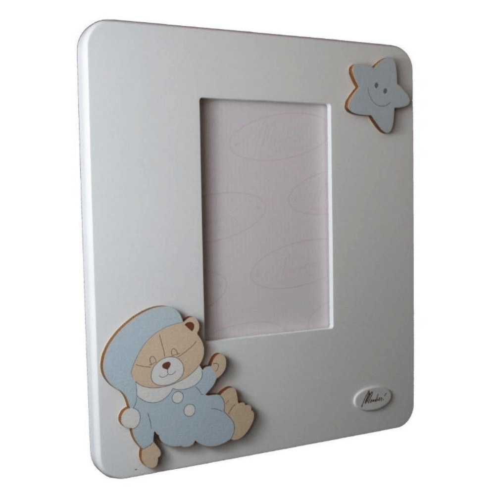 Mendozzi - Cornice portafoto verticale in legno con orso - Babylandia Shop